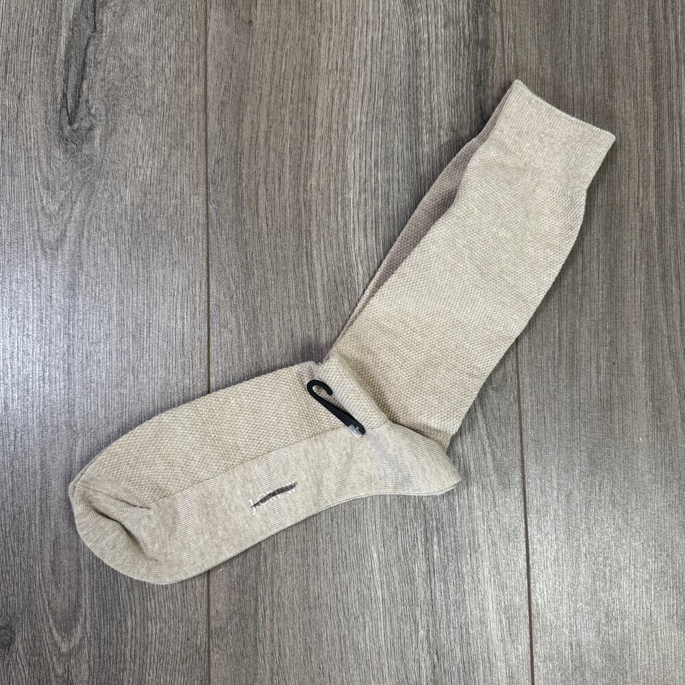 J.Crew Solid Dress Socks Mens One Size Tan Stretchy Mid Calf Cotton Blend 1 Pair